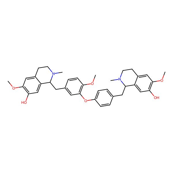 2D Structure of (1R)-1-[[4-[5-[[(1R)-7-hydroxy-6-methoxy-2-methyl-3,4-dihydro-1H-isoquinolin-1-yl]methyl]-2-methoxyphenoxy]phenyl]methyl]-6-methoxy-2-methyl-3,4-dihydro-1H-isoquinolin-7-ol