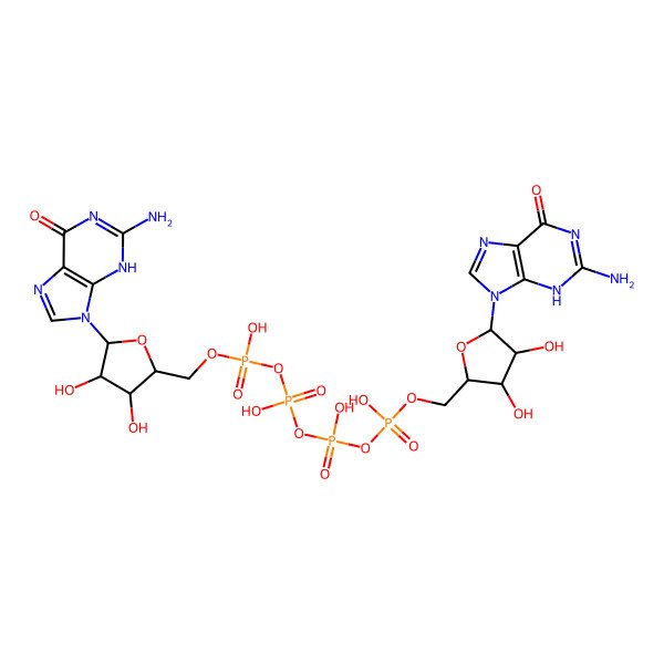 2D Structure of [[(2R,3S,4R,5R)-5-(2-amino-6-oxo-3H-purin-9-yl)-3,4-dihydroxyoxolan-2-yl]methoxy-hydroxyphosphoryl] [[[(2R,3S,4R,5R)-5-(2-amino-6-oxo-3H-purin-9-yl)-3,4-dihydroxyoxolan-2-yl]methoxy-hydroxyphosphoryl]oxy-hydroxyphosphoryl] hydrogen phosphate