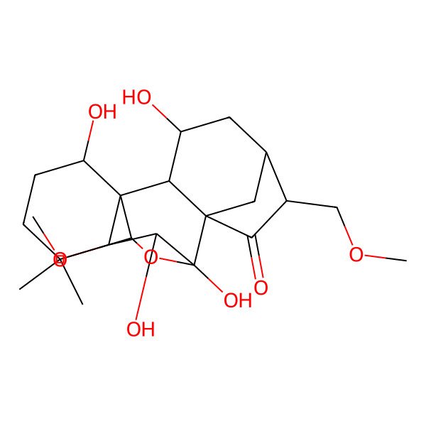 2D Structure of (1R,2S,3S,5S,6S,8S,9S,10S,11R,15S,16S)-3,9,10,15-tetrahydroxy-16-methoxy-6-(methoxymethyl)-12,12-dimethyl-17-oxapentacyclo[7.6.2.15,8.01,11.02,8]octadecan-7-one