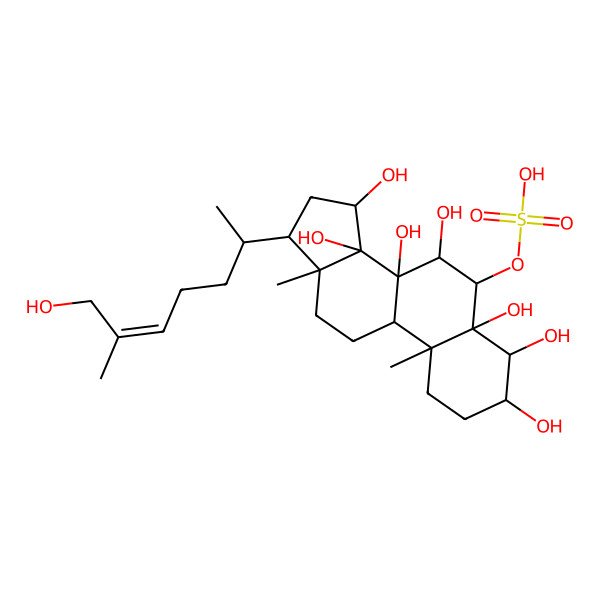 2D Structure of [3,4,5,7,8,14,15-Heptahydroxy-17-(7-hydroxy-6-methylhept-5-en-2-yl)-10,13-dimethyl-1,2,3,4,6,7,9,11,12,15,16,17-dodecahydrocyclopenta[a]phenanthren-6-yl] hydrogen sulfate