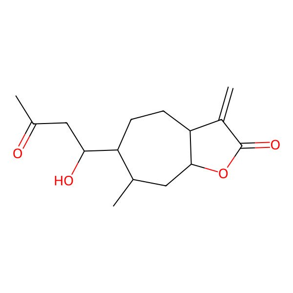 2D Structure of (3aR,6R,7S,8aR)-6-[(1S)-1-hydroxy-3-oxobutyl]-7-methyl-3-methylidene-4,5,6,7,8,8a-hexahydro-3aH-cyclohepta[b]furan-2-one