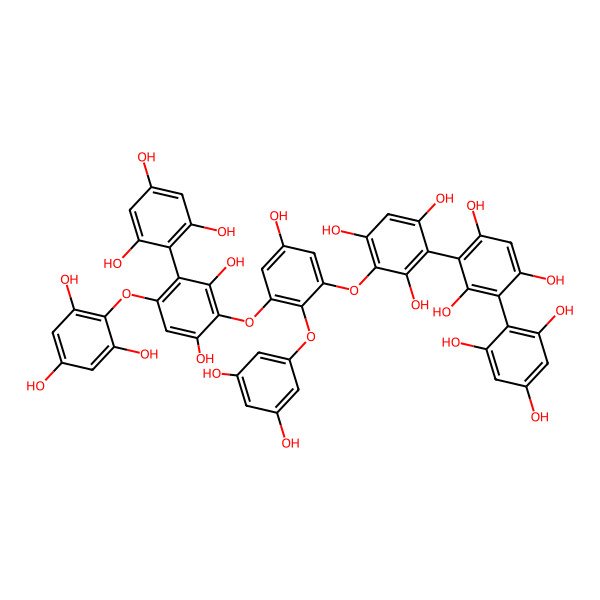 2D Structure of 2-[3-[2-(3,5-Dihydroxyphenoxy)-3-[2,6-dihydroxy-4-(2,4,6-trihydroxyphenoxy)-3-(2,4,6-trihydroxyphenyl)phenoxy]-5-hydroxyphenoxy]-2,4,6-trihydroxyphenyl]-4-(2,4,6-trihydroxyphenyl)benzene-1,3,5-triol