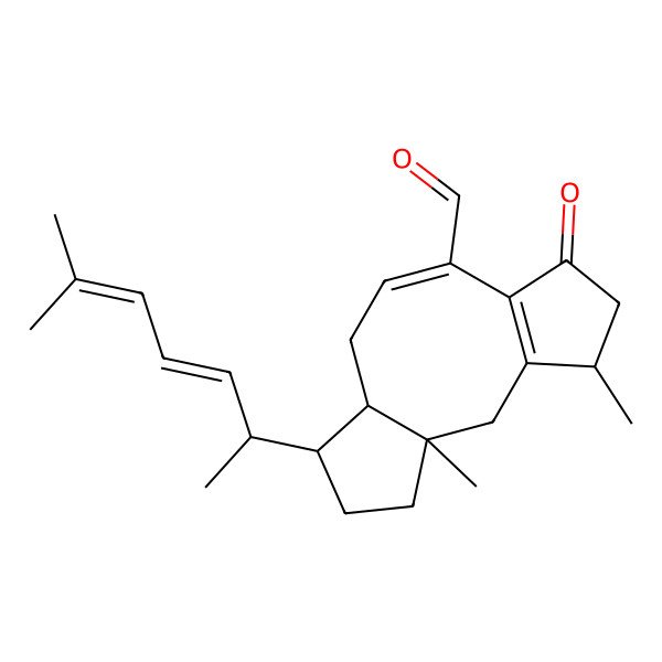 2D Structure of 1,4-Dimethyl-12-(6-methylhepta-3,5-dien-2-yl)-6-oxotricyclo[9.3.0.03,7]tetradeca-3(7),8-diene-8-carbaldehyde