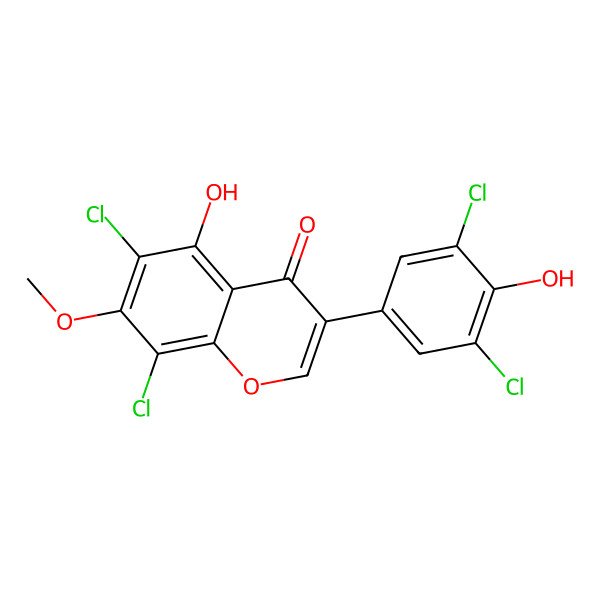 2D Structure of 6,8-Dichloro-3-(3,5-dichloro-4-hydroxyphenyl)-5-hydroxy-7-methoxychromen-4-one