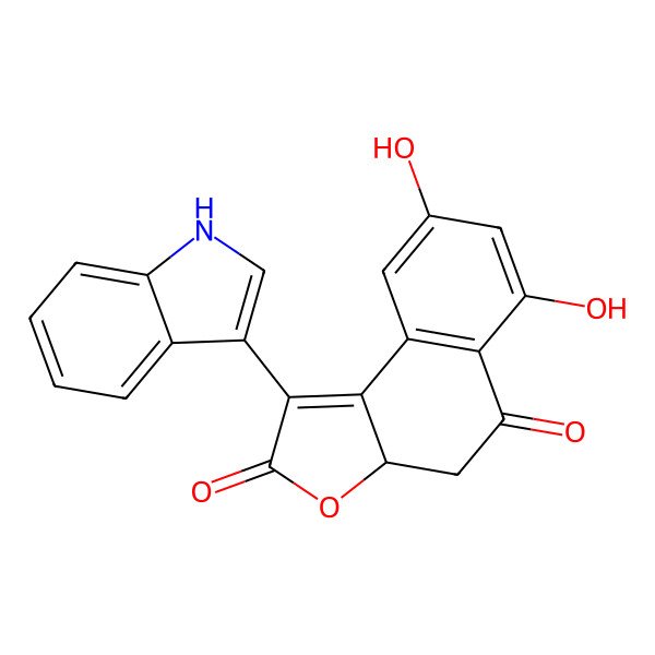 2D Structure of 6,8-dihydroxy-1-(1H-indol-3-yl)-3a,4-dihydrobenzo[e][1]benzofuran-2,5-dione