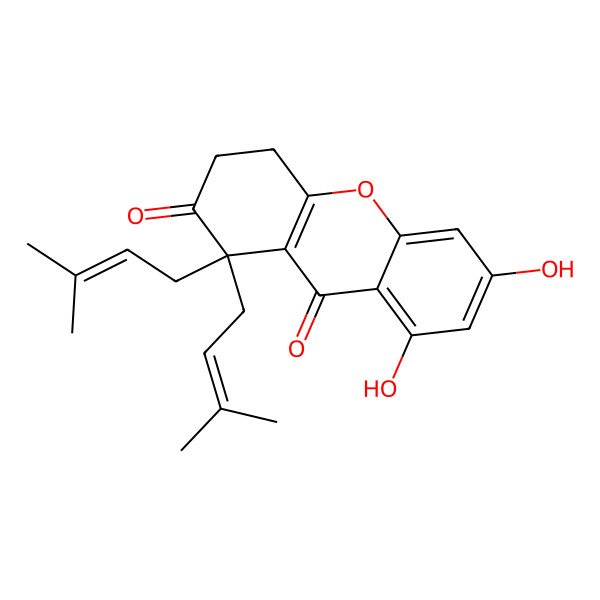 2D Structure of 6,8-Dihydroxy-1,1-bis(3-methylbut-2-enyl)-3,4-dihydroxanthene-2,9-dione 2D Structure of 6,8-Dihydroxy-1,1-bis(3-methylbut-2-enyl)-3,4-dihydroxanthene-2,9-dione