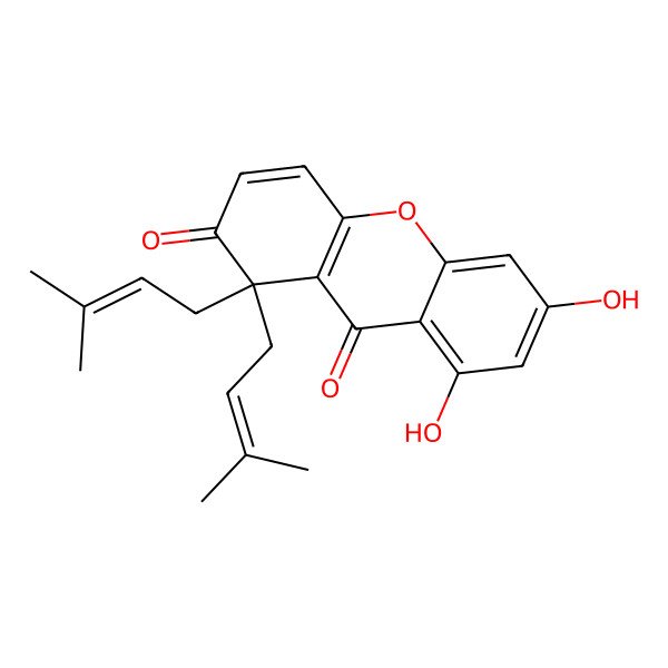 2D Structure of 6,8-Dihydroxy-1,1-bis(3-methylbut-2-enyl)xanthene-2,9-dione 2D Structure of 6,8-Dihydroxy-1,1-bis(3-methylbut-2-enyl)xanthene-2,9-dione