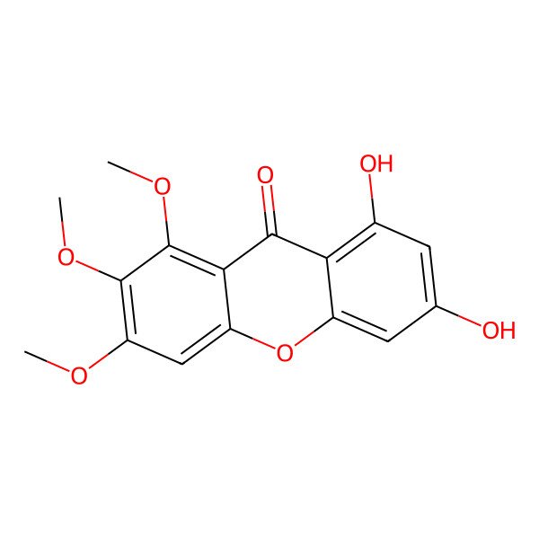 2D Structure of 6,8-Dihydroxy-1,2,3-trimethoxyxanthen-9-one