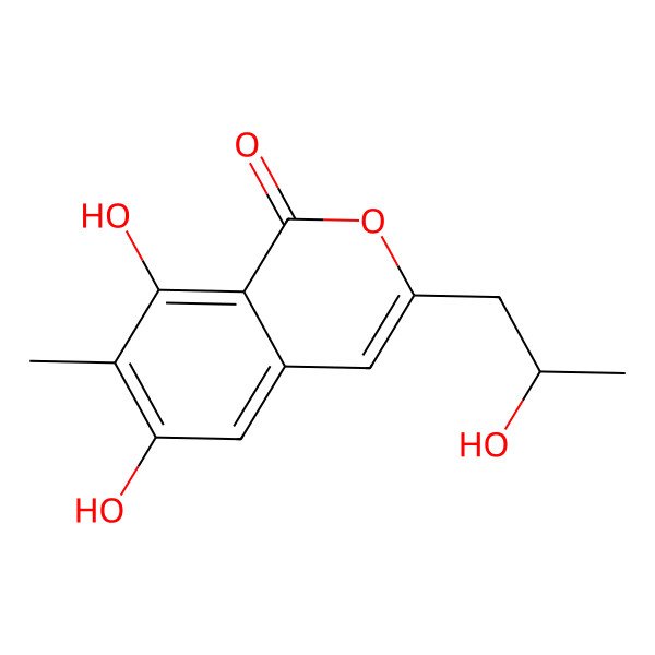 2D Structure of 6,8-dihydroxy-3-(2S-hydroxypropyl)-7-methyl-1H-isochromen-1-one