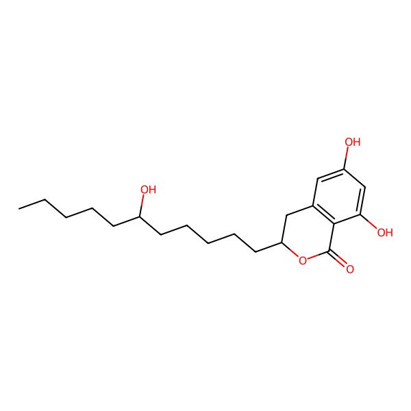 2D Structure of 6,8-Dihydroxy-3-(6-hydroxyundecyl)-3,4-dihydroisochromen-1-one