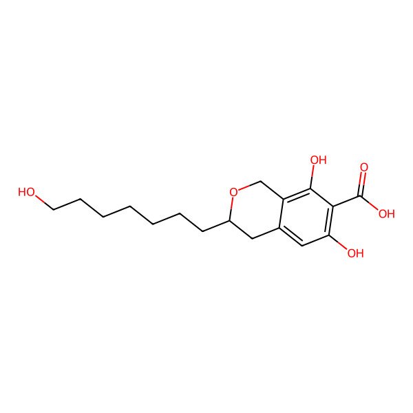 2D Structure of 6,8-dihydroxy-3-(7-hydroxyheptyl)-3,4-dihydro-1H-isochromene-7-carboxylic acid 2D Structure of 6,8-dihydroxy-3-(7-hydroxyheptyl)-3,4-dihydro-1H-isochromene-7-carboxylic acid