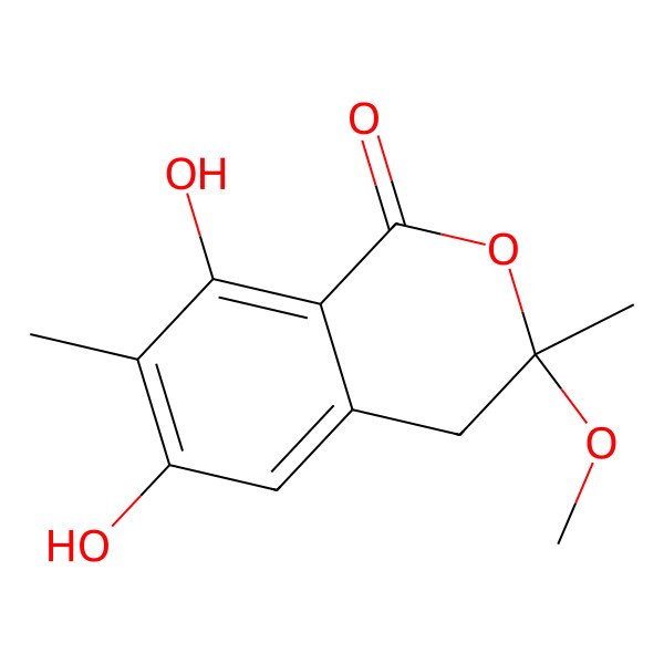 2D Structure of 6,8-dihydroxy-3-methoxy-3,7-dimethyl-4H-isochromen-1-one