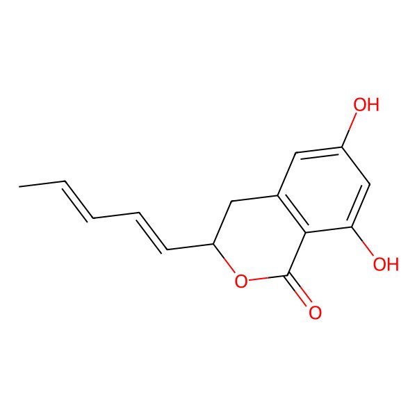 2D Structure of 6,8-Dihydroxy-3-penta-1,3-dienyl-3,4-dihydroisochromen-1-one