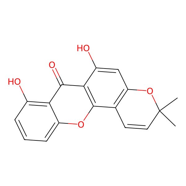 2D Structure of 6,8-Dihydroxy-3,3-dimethylpyrano[2,3-c]xanthen-7-one