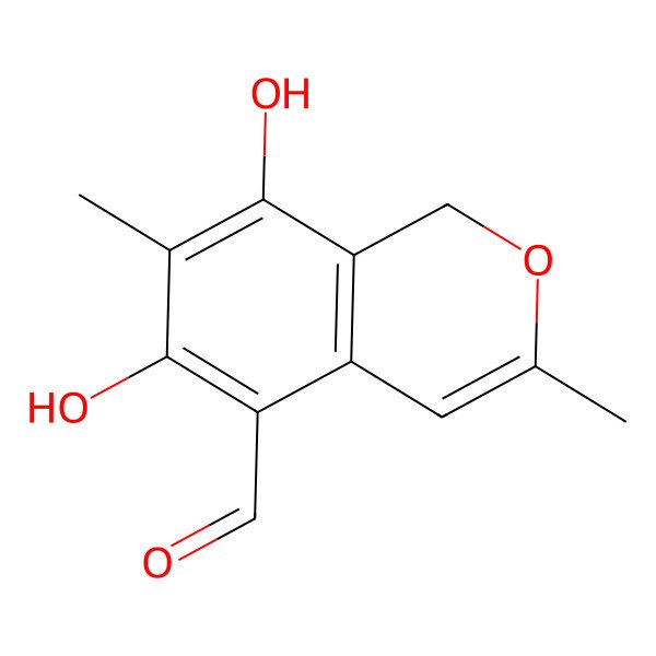 2D Structure of 6,8-dihydroxy-3,7-dimethyl-1H-isochromene-5-carbaldehyde