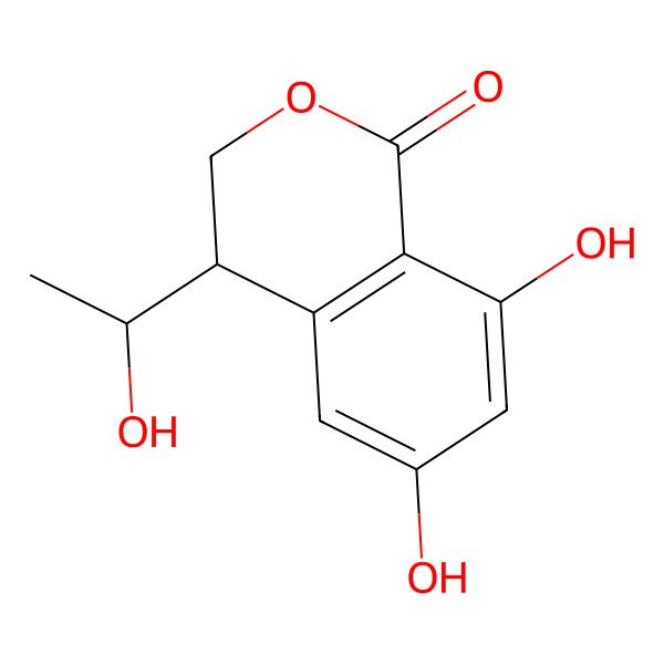2D Structure of 6,8-Dihydroxy-4-(1-hydroxyethyl)-3,4-dihydroisochromen-1-one