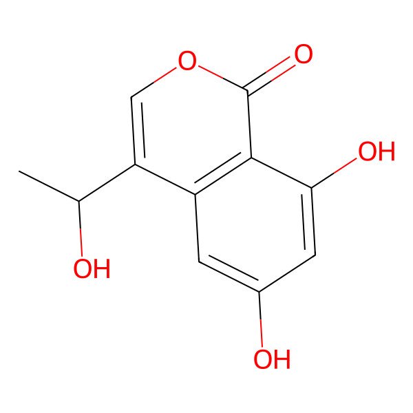 2D Structure of 6,8-Dihydroxy-4-(1-hydroxyethyl)isochromen-1-one