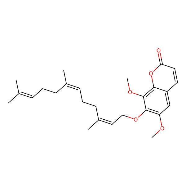 2D Structure of 6,8-Dimethoxy-7-(3,7,11-trimethyldodeca-2,6,10-trienoxy)chromen-2-one 2D Structure of 6,8-Dimethoxy-7-(3,7,11-trimethyldodeca-2,6,10-trienoxy)chromen-2-one