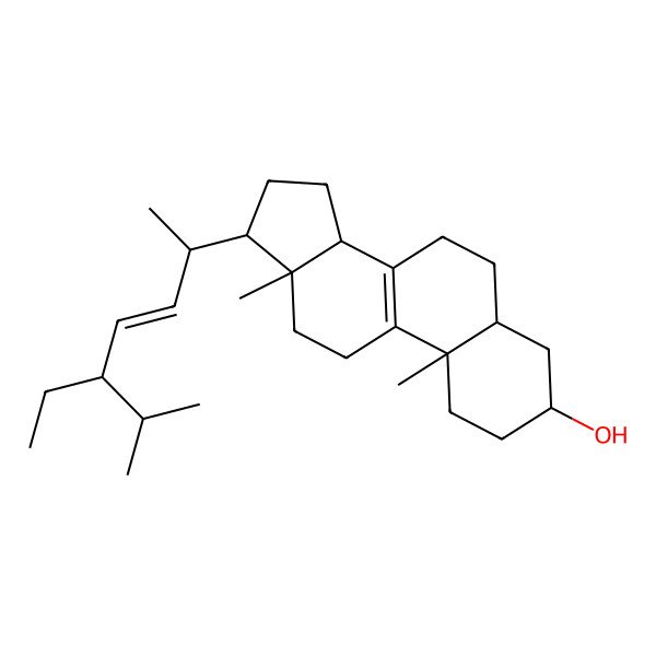 2D Structure of (3S,5R,10S,13R,14R,17R)-17-[(Z,2R,5R)-5-ethyl-6-methylhept-3-en-2-yl]-10,13-dimethyl-2,3,4,5,6,7,11,12,14,15,16,17-dodecahydro-1H-cyclopenta[a]phenanthren-3-ol