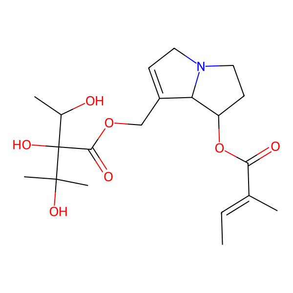 2D Structure of [(7R,8R)-7-[(Z)-2-methylbut-2-enoyl]oxy-5,6,7,8-tetrahydro-3H-pyrrolizin-1-yl]methyl (2R)-2,3-dihydroxy-2-[(1R)-1-hydroxyethyl]-3-methylbutanoate