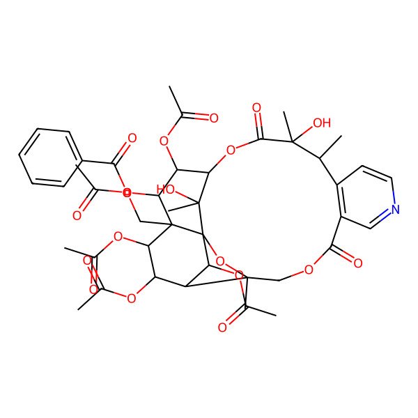 2D Structure of [18,21,22,24-Tetraacetyloxy-20-(acetyloxymethyl)-14,25-dihydroxy-3,13,14,25-tetramethyl-6,15-dioxo-2,5,16-trioxa-9-azapentacyclo[15.7.1.01,20.03,23.07,12]pentacosa-7(12),8,10-trien-19-yl] benzoate