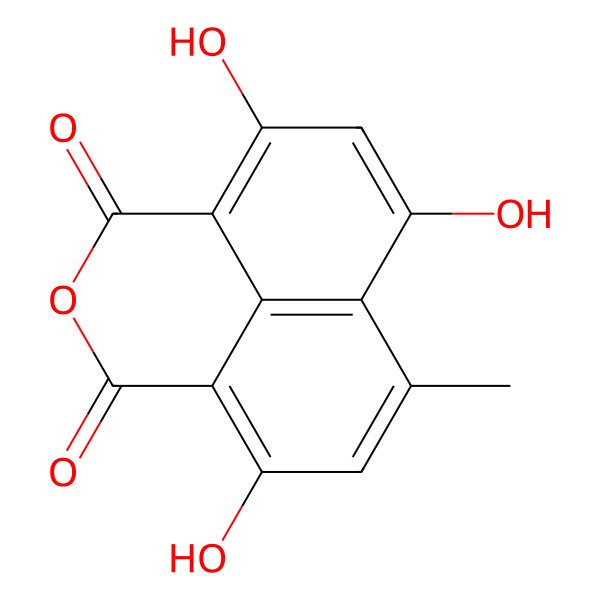 2D Structure of 6,8,12-trihydroxy-10-methyl-3-oxatricyclo[7.3.1.05,13]trideca-1(12),5,7,9(13),10-pentaene-2,4-dione