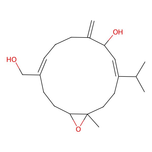 2D Structure of (1S,4E,6S,10E,14S)-11-(hydroxymethyl)-1-methyl-7-methylidene-4-propan-2-yl-15-oxabicyclo[12.1.0]pentadeca-4,10-dien-6-ol