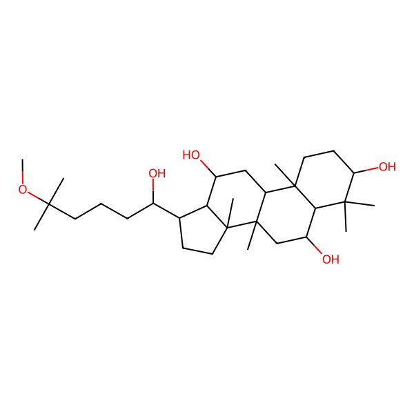 2D Structure of 17-(1-hydroxy-5-methoxy-5-methylhexyl)-4,4,8,10,14-pentamethyl-2,3,5,6,7,9,11,12,13,15,16,17-dodecahydro-1H-cyclopenta[a]phenanthrene-3,6,12-triol