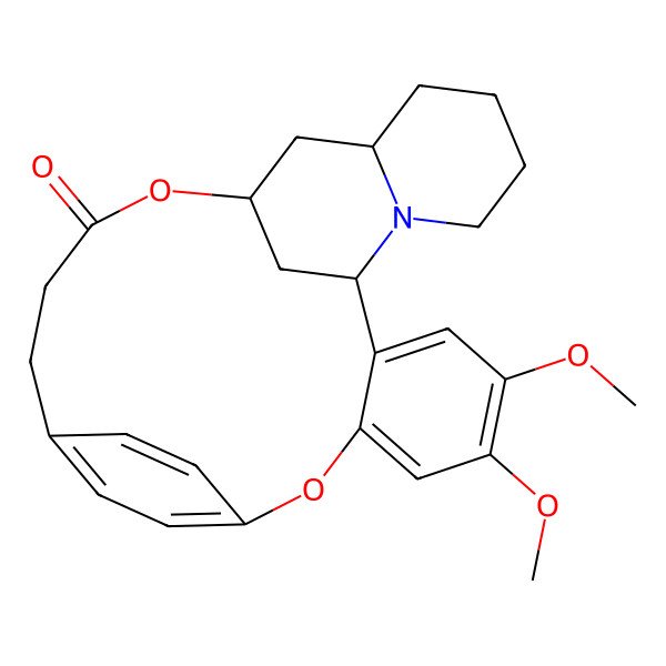 2D Structure of (9S,15R,17S)-5,6-dimethoxy-2,18-dioxa-10-azapentacyclo[20.2.2.19,17.03,8.010,15]heptacosa-1(24),3,5,7,22,25-hexaen-19-one
