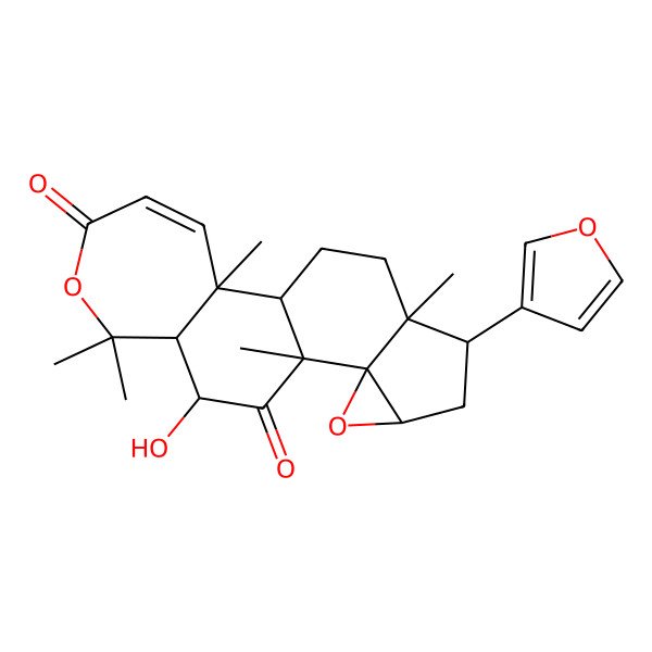 2D Structure of 16-(Furan-3-yl)-9-hydroxy-2,7,7,11,17-pentamethyl-6,13-dioxapentacyclo[9.8.0.02,8.012,14.012,17]nonadec-3-ene-5,10-dione