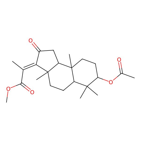 2D Structure of Methyl 2-(7-acetyloxy-3a,6,6,9a-tetramethyl-2-oxo-1,4,5,5a,7,8,9,9b-octahydrocyclopenta[a]naphthalen-3-ylidene)propanoate
