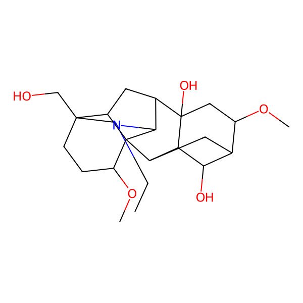 2D Structure of (1S,2R,3R,4S,6S,8S,9S,10R,13S,16S,17R)-11-ethyl-13-(hydroxymethyl)-6,16-dimethoxy-11-azahexacyclo[7.7.2.12,5.01,10.03,8.013,17]nonadecane-4,8-diol