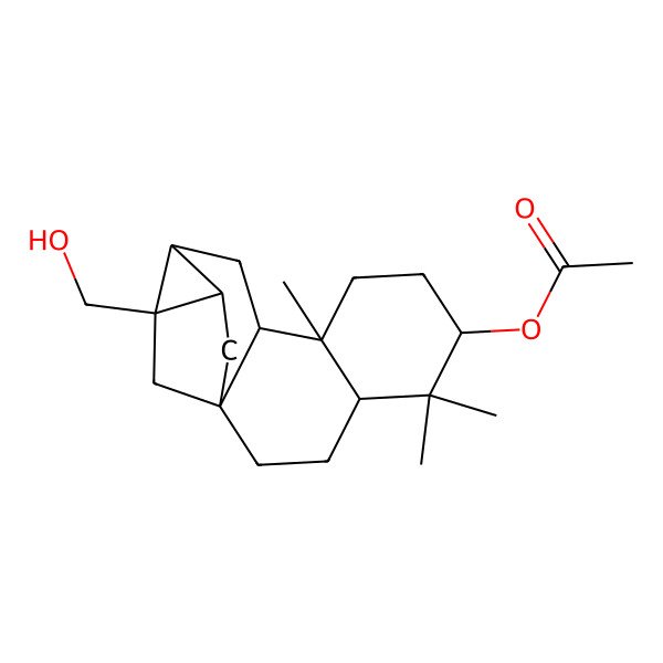 2D Structure of [(1R,4S,6R,9S,10R,12S,13R,14R)-13-(hydroxymethyl)-5,5,9-trimethyl-6-pentacyclo[11.2.1.01,10.04,9.012,14]hexadecanyl] acetate