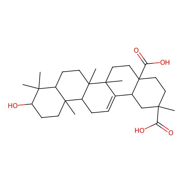 2D Structure of (2S,4aR,6aR,6aS,6bR,8aR,10S,12aR,14bR)-10-hydroxy-2,6a,6b,9,9,12a-hexamethyl-1,3,4,5,6,6a,7,8,8a,10,11,12,13,14b-tetradecahydropicene-2,4a-dicarboxylic acid 2D Structure of (2S,4aR,6aR,6aS,6bR,8aR,10S,12aR,14bR)-10-hydroxy-2,6a,6b,9,9,12a-hexamethyl-1,3,4,5,6,6a,7,8,8a,10,11,12,13,14b-tetradecahydropicene-2,4a-dicarboxylic acid