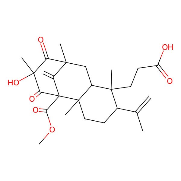 2D Structure of 3-(11-Hydroxy-1-methoxycarbonyl-2,6,9,11-tetramethyl-13-methylidene-10,12-dioxo-5-prop-1-en-2-yl-6-tricyclo[7.3.1.02,7]tridecanyl)propanoic acid