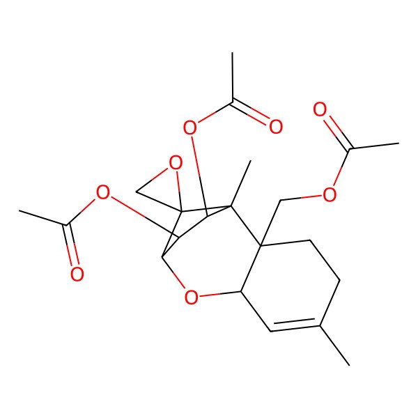 2D Structure of (10,11-Diacetyloxy-1,5-dimethylspiro[8-oxatricyclo[7.2.1.02,7]dodec-5-ene-12,2'-oxirane]-2-yl)methyl acetate