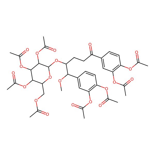 2D Structure of [3,4,5-Triacetyloxy-6-[1,5-bis(3,4-diacetyloxyphenyl)-1-methoxy-5-oxopentan-2-yl]oxyoxan-2-yl]methyl acetate