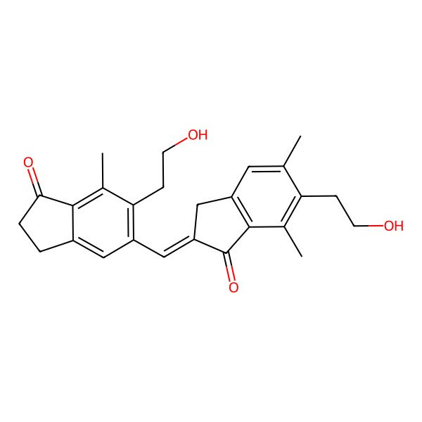2D Structure of 6-(2-hydroxyethyl)-2-[[6-(2-hydroxyethyl)-7-methyl-1-oxo-2,3-dihydroinden-5-yl]methylidene]-5,7-dimethyl-3H-inden-1-one