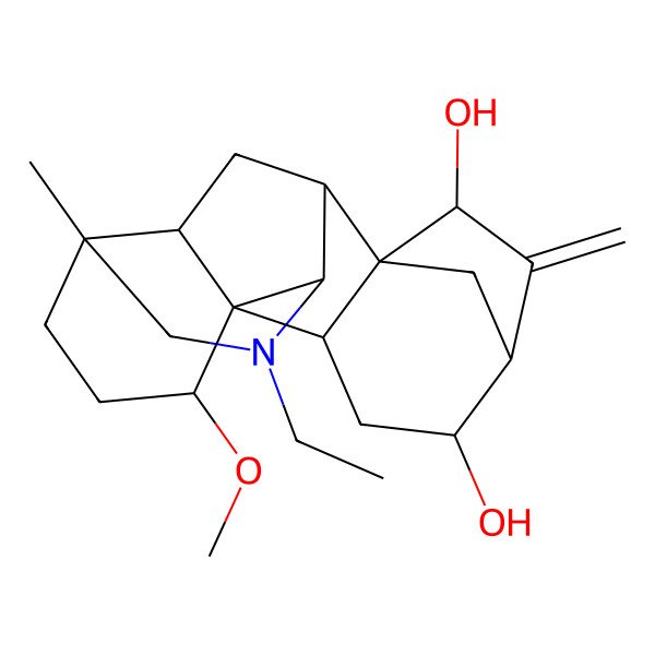 2D Structure of 11-Ethyl-16-methoxy-13-methyl-6-methylidene-11-azahexacyclo[7.7.2.15,8.01,10.02,8.013,17]nonadecane-4,7-diol