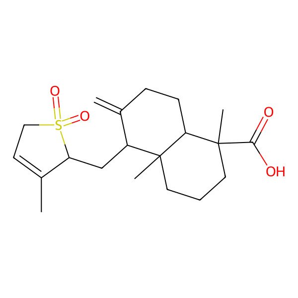 2D Structure of 1,4a-dimethyl-5-[(3-methyl-1,1-dioxo-2,5-dihydrothiophen-2-yl)methyl]-6-methylidene-3,4,5,7,8,8a-hexahydro-2H-naphthalene-1-carboxylic acid