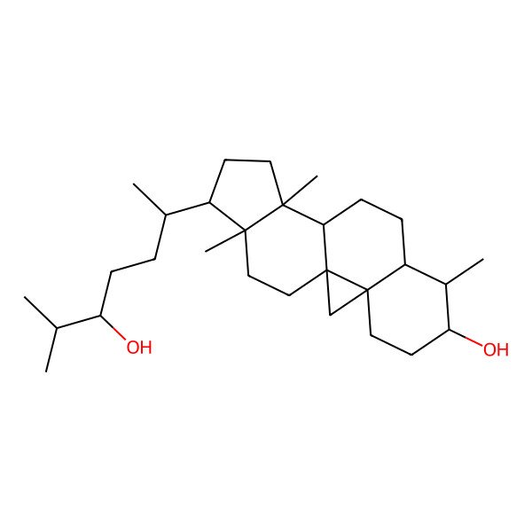 2D Structure of (1S,3R,6S,7S,8S,11S,12S,15R,16R)-15-[(2R,5R)-5-hydroxy-6-methylheptan-2-yl]-7,12,16-trimethylpentacyclo[9.7.0.01,3.03,8.012,16]octadecan-6-ol