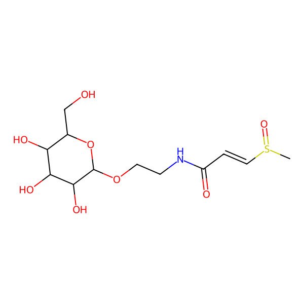 2D Structure of (E)-3-[(S)-methylsulfinyl]-N-[2-[(2R,3R,4S,5S,6R)-3,4,5-trihydroxy-6-(hydroxymethyl)oxan-2-yl]oxyethyl]prop-2-enamide