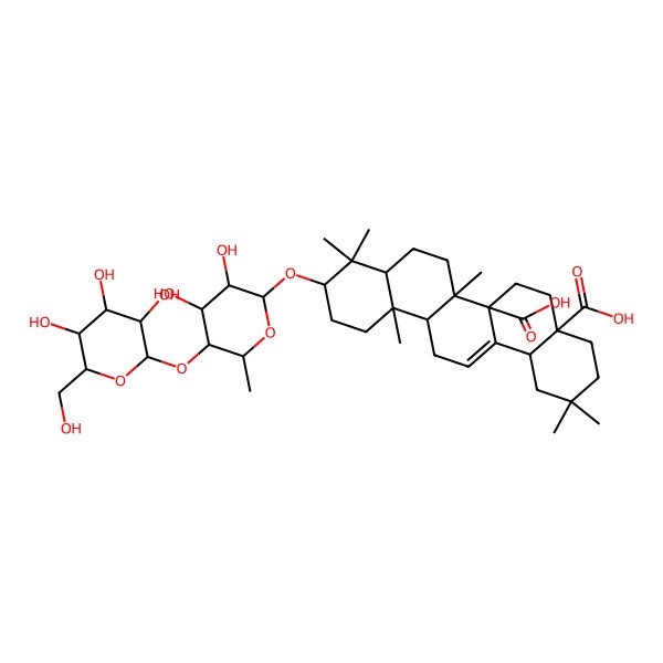 2D Structure of 10-[3,4-Dihydroxy-6-methyl-5-[3,4,5-trihydroxy-6-(hydroxymethyl)oxan-2-yl]oxyoxan-2-yl]oxy-2,2,6b,9,9,12a-hexamethyl-1,3,4,5,6,6a,7,8,8a,10,11,12,13,14b-tetradecahydropicene-4a,6a-dicarboxylic acid
