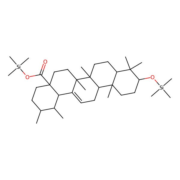2D Structure of trimethylsilyl (1S,2R,4aS,6aR,6aS,6bR,8aR,10R,12aR,14bS)-1,2,6a,6b,9,9,12a-heptamethyl-10-trimethylsilyloxy-2,3,4,5,6,6a,7,8,8a,10,11,12,13,14b-tetradecahydro-1H-picene-4a-carboxylate 2D Structure of trimethylsilyl (1S,2R,4aS,6aR,6aS,6bR,8aR,10R,12aR,14bS)-1,2,6a,6b,9,9,12a-heptamethyl-10-trimethylsilyloxy-2,3,4,5,6,6a,7,8,8a,10,11,12,13,14b-tetradecahydro-1H-picene-4a-carboxylate