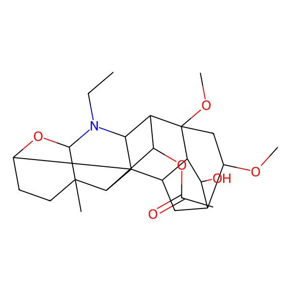 2D Structure of (4-Ethyl-18-hydroxy-14,16-dimethoxy-10-methyl-6-oxa-4-azaheptacyclo[15.2.1.02,7.02,11.03,13.05,10.014,19]icosan-12-yl) acetate