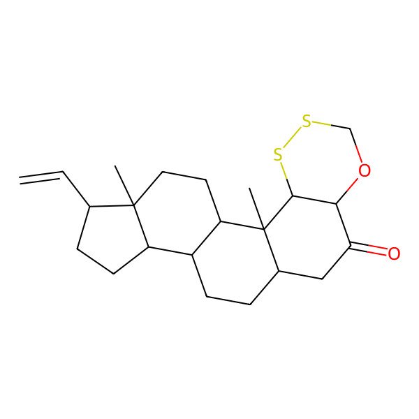 2D Structure of (1S,2S,5R,6R,9S,10S,13S,16S,21R)-6-ethenyl-1,5-dimethyl-17-oxa-19,20-dithiapentacyclo[11.8.0.02,10.05,9.016,21]henicosan-15-one