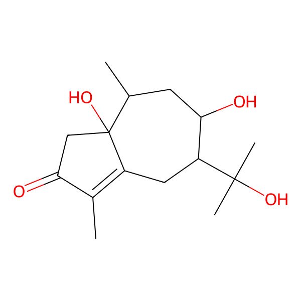 2D Structure of 6,8a-Dihydroxy-5-(2-hydroxypropan-2-yl)-3,8-dimethyl-1,4,5,6,7,8-hexahydroazulen-2-one