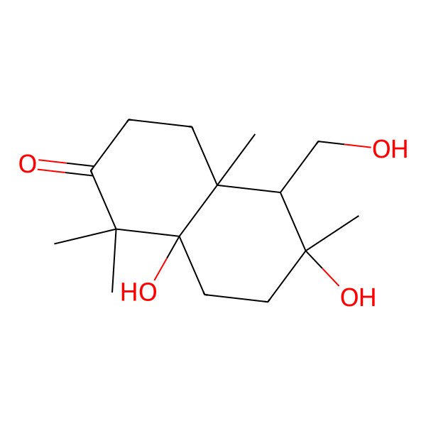 2D Structure of 6,8a-dihydroxy-5-(hydroxymethyl)-1,1,4a,6-tetramethyl-4,5,7,8-tetrahydro-3H-naphthalen-2-one