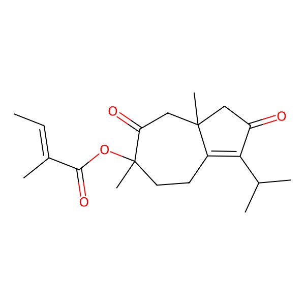 2D Structure of (6,8a-Dimethyl-2,7-dioxo-3-propan-2-yl-1,4,5,8-tetrahydroazulen-6-yl) 2-methylbut-2-enoate 2D Structure of (6,8a-Dimethyl-2,7-dioxo-3-propan-2-yl-1,4,5,8-tetrahydroazulen-6-yl) 2-methylbut-2-enoate