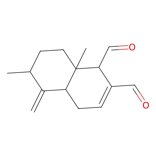 2D Structure of 6,8a-Dimethyl-5-methylidene-1,4,4a,6,7,8-hexahydronaphthalene-1,2-dicarbaldehyde